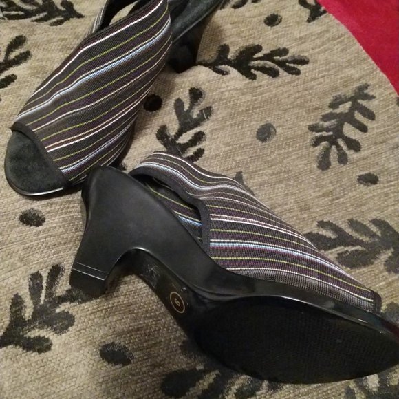 NWOT San Miguel Drayton Multicolour Striped Heeled Sandals - Picture 5 of 13